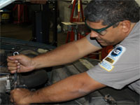 A mechanic fixing a car’s engine